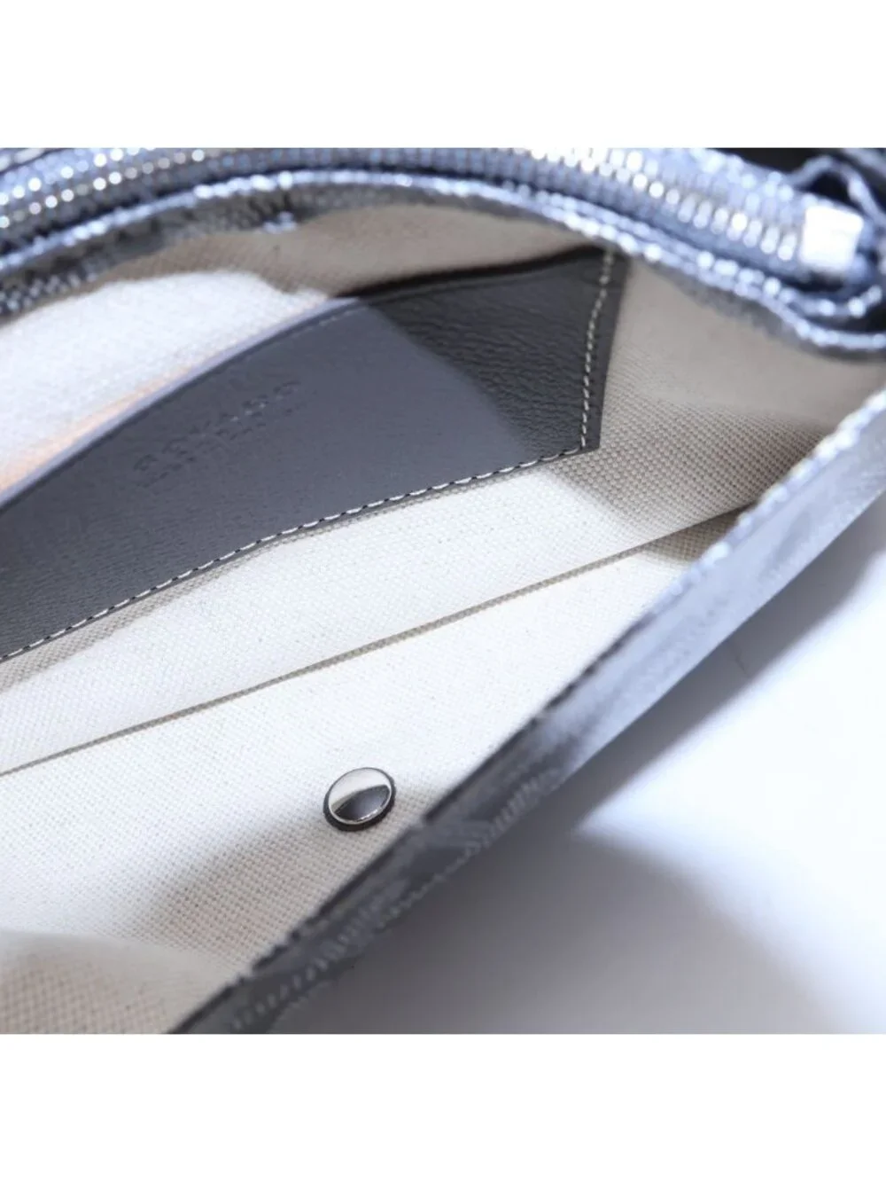 Goyard Plumet Canvas Leather Shoulder Bag Pouch Wallet Silver Gray